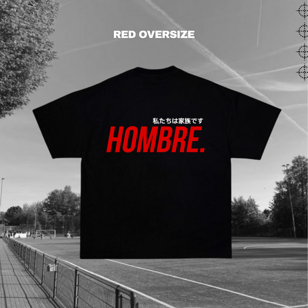 Red oversized streetwear t-shirt by WeAreHombre Singapore, front view