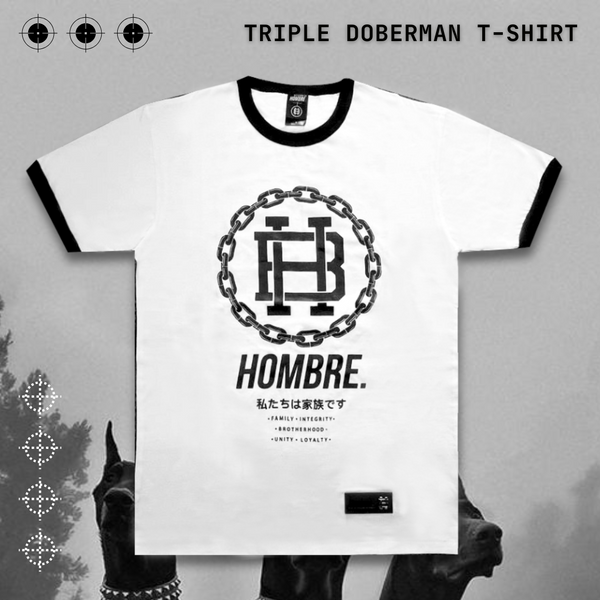 Triple Doberman tee size chart, Hombre Singapore