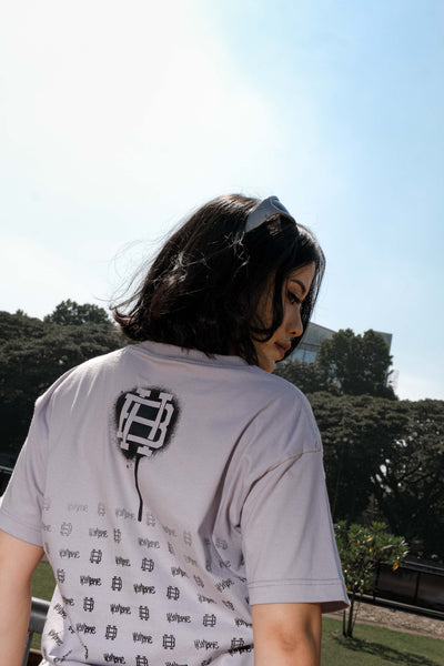 Grey Mist Monogram Tee front view, Singapore streetwear