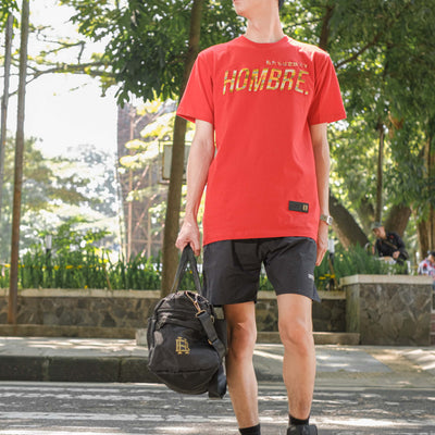 Model wearing Red Signal oversized t-shirt, Singapore streetwear brand