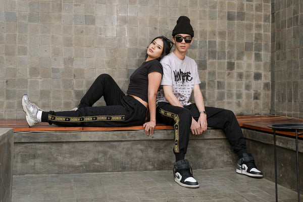 HOMBRE EMBOSSED SWEATPANTS flat lay, Hombre Singapore streetwear
