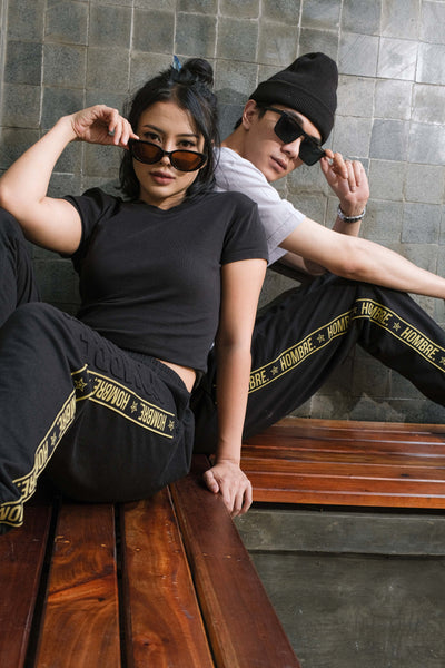 HOMBRE EMBOSSED SWEATPANTS lifestyle shot, WeAreHombre Singapore