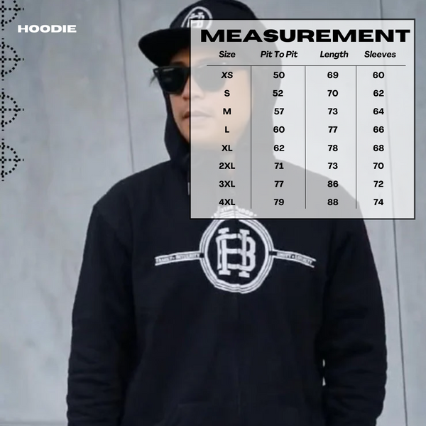 Black hoodie size chart, Hombre Classic Singapore