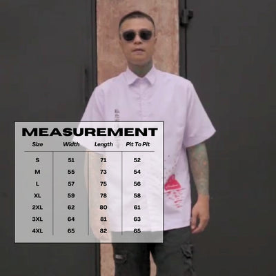 Model wearing Rising Sun white button-up shirt, Singapore streetwear