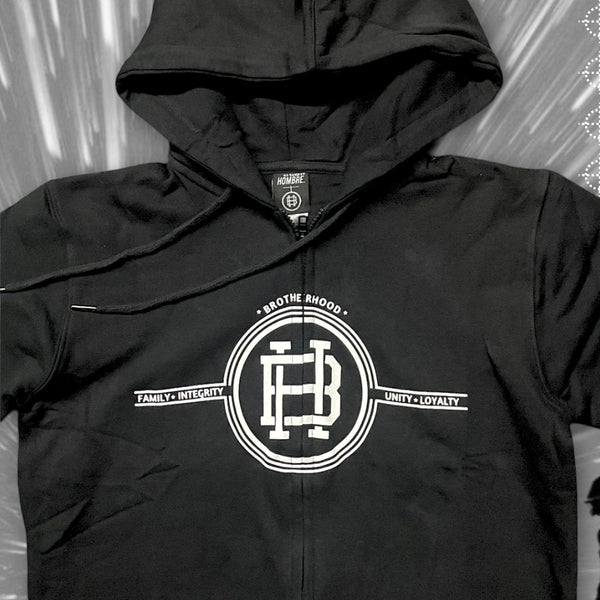 Black hoodie back view, heavyweight fleece, WeAreHombre