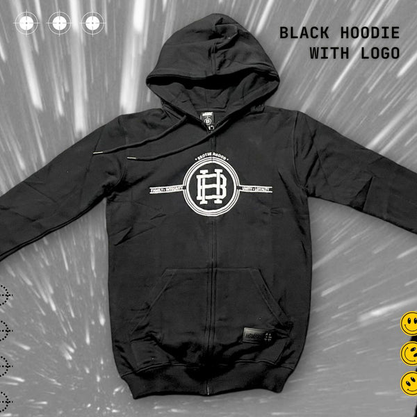 Model wearing Black Hombre Classic hoodie, Singapore streetwear brand