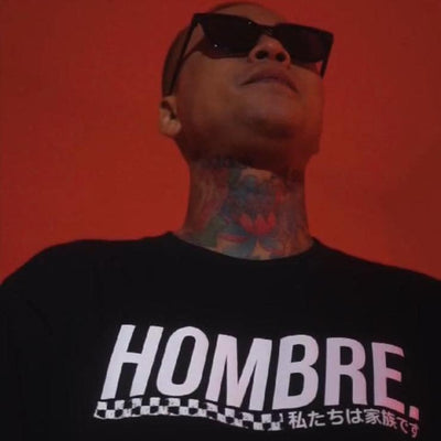 Model wearing checker shirt, Singapore streetwear brand