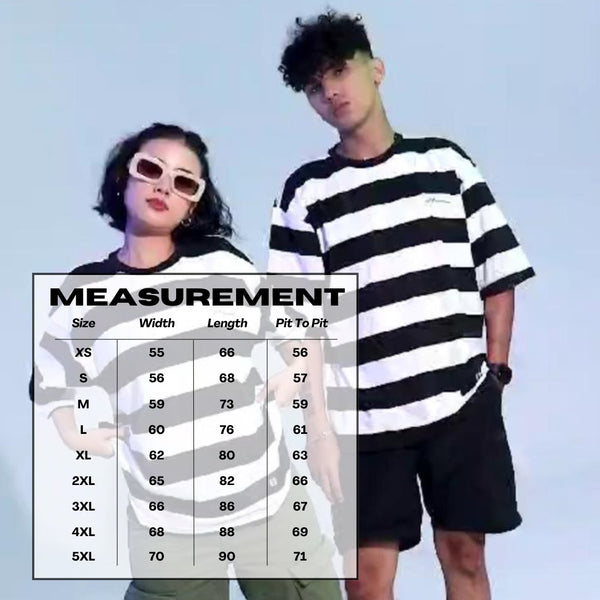 Stripe Oversize tee size chart, Hombre Singapore