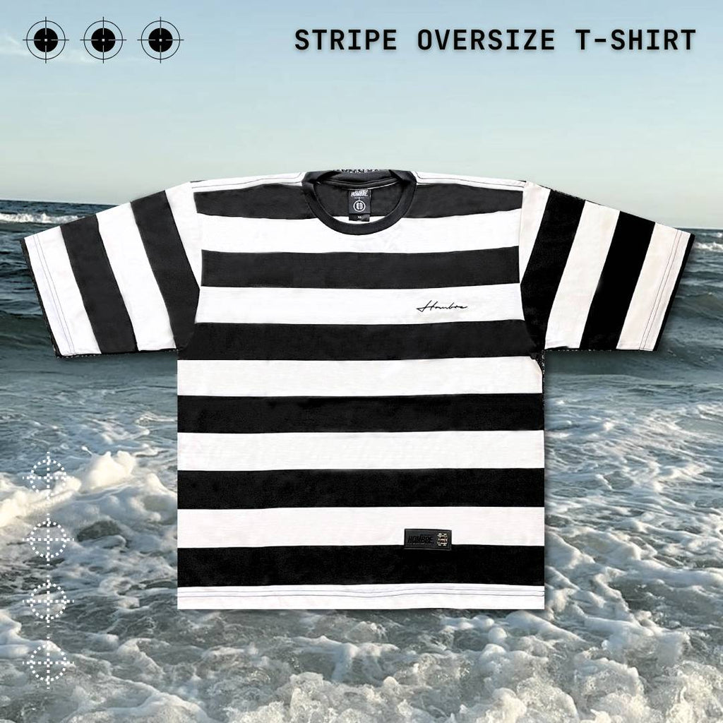 Black and white stripe oversized t-shirt, WeAreHombre Singapore streetwear