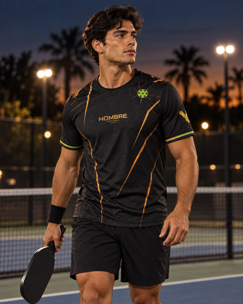 Hombre Black Edition pickleball jersey, black with gold and lime, Singapore – photo 9