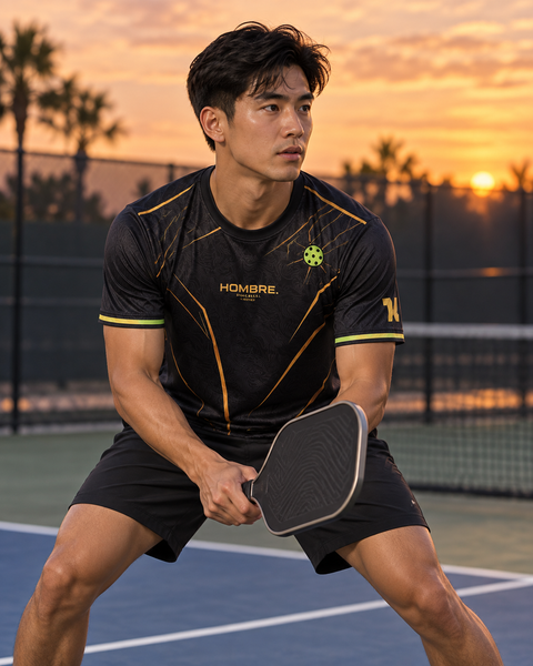 Hombre Black Edition pickleball jersey, black with gold and lime, Singapore – photo 12