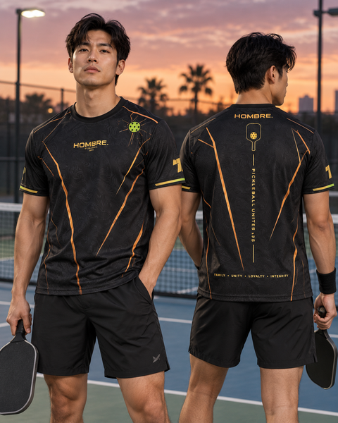 Hombre Black Edition pickleball jersey, black with gold and lime, Singapore – photo 11