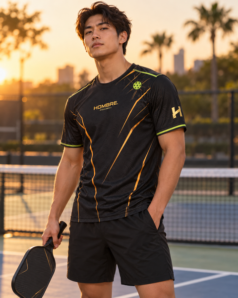 Hombre Black Edition pickleball jersey, black with gold and lime, Singapore – photo 5