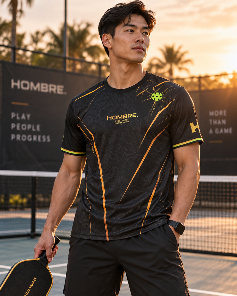 Hombre Black Edition pickleball jersey, black with gold and lime, Singapore – photo 1