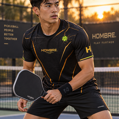 Hombre Black Edition pickleball jersey, black with gold and lime, Singapore – photo 2