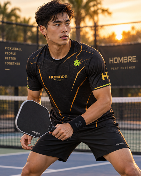 Hombre Black Edition pickleball jersey, black with gold and lime, Singapore – photo 2